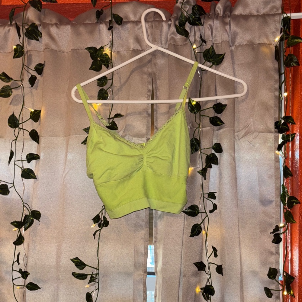 Lime Green Ruched Crop Top